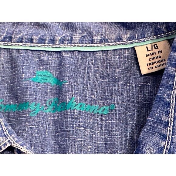 Tommy Bahama Women Sea Glass Breezer Top Blue 100% Linen Size Large Summer - Picture 8 of 12